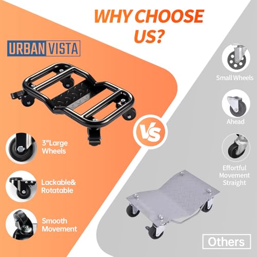 Double V-Shaped & U-Shaped Car Dolly, 3000 LBS Vehicle Dolly with Locking Brakes - Innovative Design for Effortless Moving of SUVs, Sports Cars, Motorcycles & Trailers in Stainless Steel - Thumbnail 4
