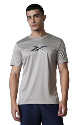 Image of Reebok Men's Polyester Gym T-Shirt - Moisture Wicking Sports T-Shirt for Men | Workout Running Training Tshirt for Men | Half Sleeve Active Tee