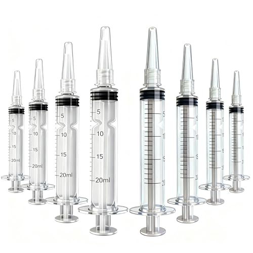 EAZYPARTY 50-Pack 20ml(1oz) Syringes Without Needle - Plastic Measuring Syringes for Liquid, Scientific Labs, Pet Feeding, Refilling - Includes 3 Extra Caps