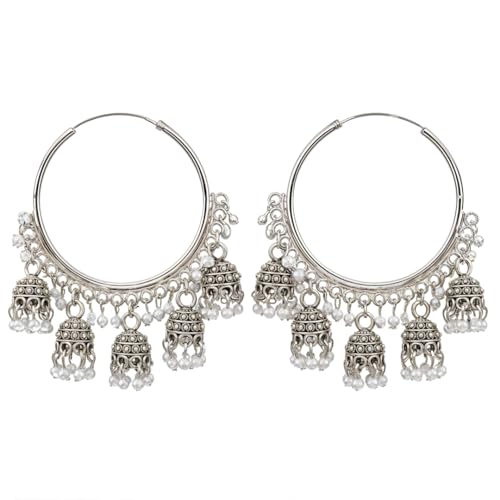 Image of Premium Oxidized Jhumki Earrings for Women | Chunky Long Ghungroo | Bridal Dulhan Temple Jewelry | Anti Tarnish Hypoallergenic Festive Earrings for Navratri, Garba, Dandiya, Diwali ,Wedding