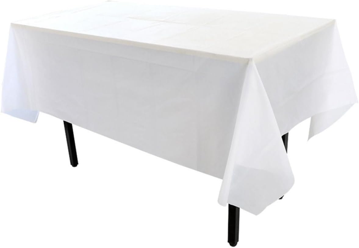 Disposable Peva Party Table Covers White 137x274cm Waterproof Plastic Tablecloths for Wedding Banquet Dinner Party Decoration 10pcsNO.725