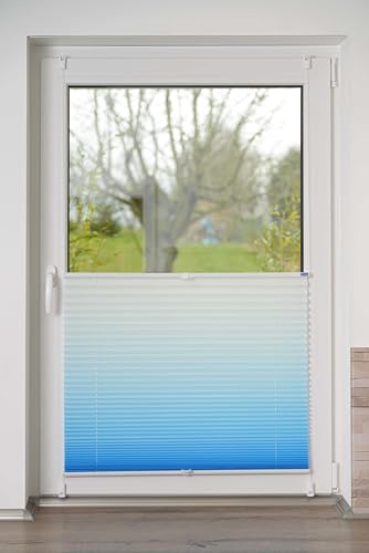Store plissé contre le vis-à-vis bleu glacé 115 cm installation rapide
