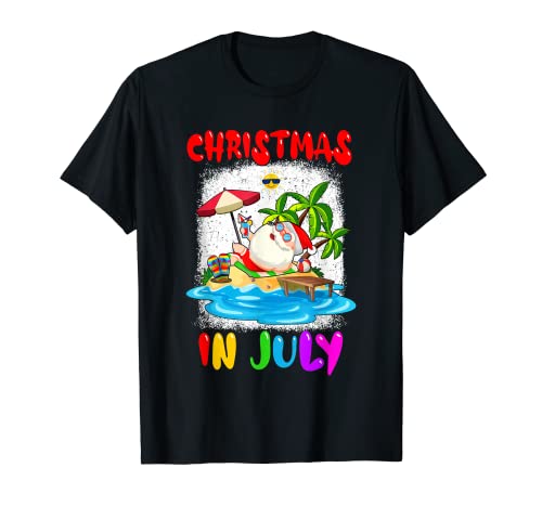 Navidad divertida en julio vacaciones de verano Santa Beach Camiseta