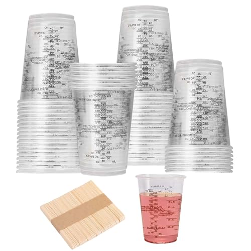 50 Gobelets Doseurs en Résine Époxy, 240 ml Godet de Mélange de Peinture, Gobelets Mélangeurs Gradués, Petit Tasses a Mesurer de Peinture, pour Pigments, Mélange...
