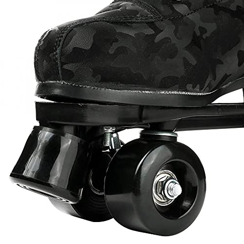 Womens Roller Skates Classic High-Top Roller Skates Four-Wheel Roller Skates Shiny Camouflage Roller Skates For Adult Youth Boys Girls Outdoor With Shoes Bag (Black Camo,43-Us:10) #TOP7