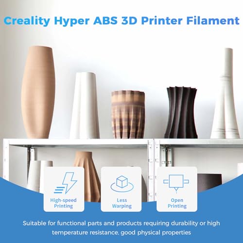 Creality Official Hyper ABS Filament, 3D Printer Filament 1.75mm, 1kg (2.2lbs) Spool, High-Speed Printing, High Impact Resistance, Black
