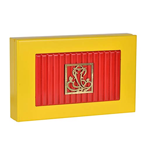 Indian Collectible - Scatola per dolci e frutta secca, in legno e MDF, con parte superiore in poliuretano, finitura semi-lucida e corpo opaco (base gialla)