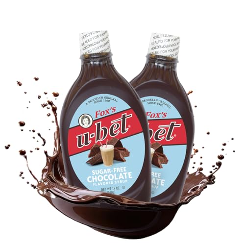 FOX'S U-BET Syrup Bottle, Kosher Certified, Brooklyn Original, Fat Free (2-Pack, Sugar Free Chocolate)