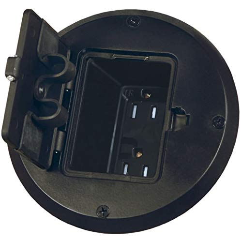 Hubbell-Raco 6239BK Floor Kit with Recessed Duplex 15A TR Device and Adjustable Steel Box, Black, 15 Amp - Image 2
