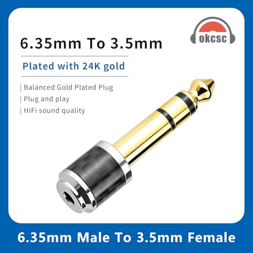 Adaptador de Audio 6.35mm a 3.5mm, Conector de Cobre Chapado en Oro 24K miniatura 2