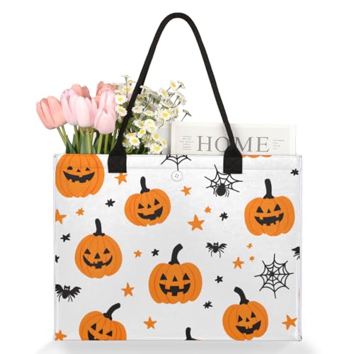 Halloween Pumpkin Stars Tote Bag for Women Large Beach Bag Reusable Tote Bags for Work Travel Beach Shopping3