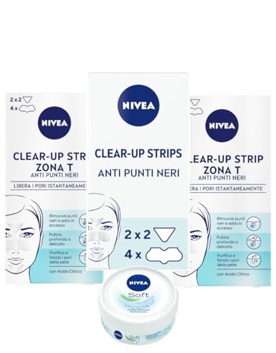 NIVEA Clear-Up Strips Zona T Cerotti punti neri in...