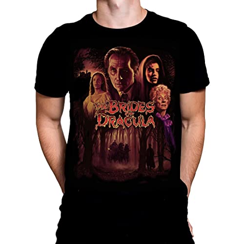 Brides of Dracula Mens Tshirt Halloween Gothic Horror Print, Black Graphic T-Shirt, Movie Poster Tee