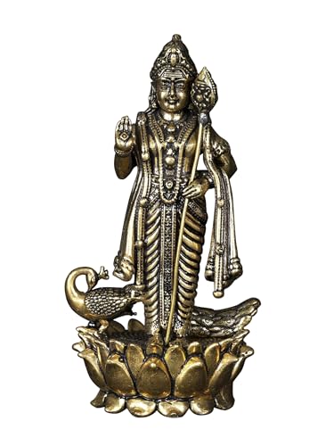 Estatua de latón de Lord Karttikeya 3.2 pulgadas