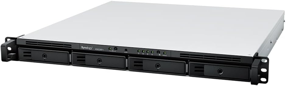 Synology RackStation RS822RP+ NAS Server with Ryzen 2.2GHz CPU, 32GB Memory, 64TB HDD Storage, 4 x 1GbE LAN Ports, Redundant Power, DSM Operating System Bundle with Rail kit
