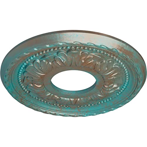 Image of Ekena Millwork Palmetto Ceiling Medallion, Copper Green Patina