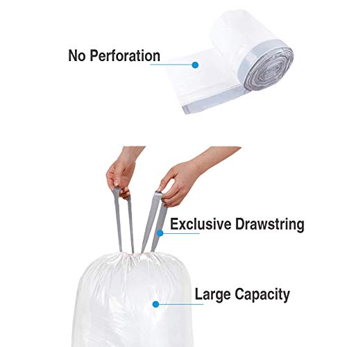 Code G (200 Count) 8 Gallon/30 Liter Heavy Duty Drawstring Plastic Trash Bags Compatible With Simplehuman Code G | White Drawstring Garbage Liners 8 Gallon | 30 Liter #TOP3