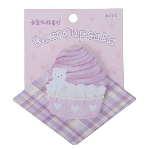 GLIDESMOOTH 付箋 メモ帳 メモ用紙 シール 便利シール 文房具 かわいい 強粘着 しおり 勉強 仕事 オフィス用 1冊30枚 カップケーキ