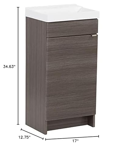 Spring Mill Cabinets Merton Bathroom Vanity With Sink, 17" W X 12.75" D X 34.63" H, Angora Teak #TOP5
