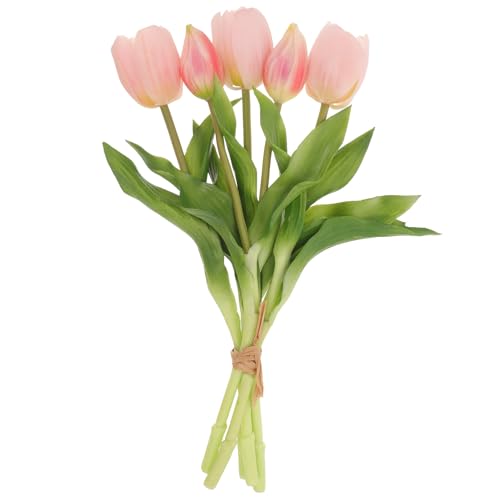 Toyvian Bouquet di Tulipani Artificiali Decorativi, Mazzo Finto da 30 Cm 5 Rami e 3 Fiori, Decorazione Floreale per Casa e Matrimonio, Fiore Artificiale Realistico e Durevole