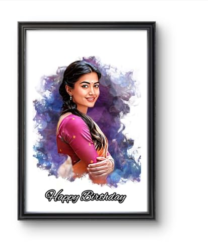 Image of Jadoun Customized Digital Oil Painting Portrait from Photo | Personalized Canvas Artwork Frame for Anniversary, Birthday, Couple Gift & Home Decor | Smock Style (Black Frame 8x10 Inch)