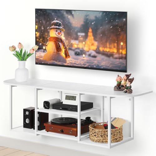 ETELI Floating TV Shelf Stand Under TV Wall-Mounted Entertainment...