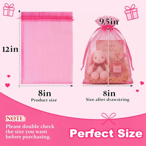 Image of Crweety Assorted Color Organza Bags 8x12 Inch 50 Pack, Vibrant Mesh Gift Bags for Wedding Favors, Birthday Party Favor, Treat, Candy Jewelry Sachet Packaging & Graduation Gifts