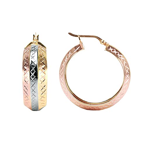 LeCalla 925 Sterling Silver Chunky Hoop Earrings for Women | Gold-Plated Diamond-Cut Thick Hoop Earrings | Hollow Puff Earring Hoops for Women Trendy Jewelry Gift3