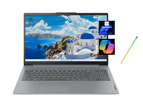 Image of Lenovo Ideapad Slim 3 15.6 inch FHD Touchscreen Laptop, AMD Ryzen 7 5825U, 16GB RAM, 512GB SSD, AMD Radeon, Windows 11 Pro, Arctic Grey with Stylus