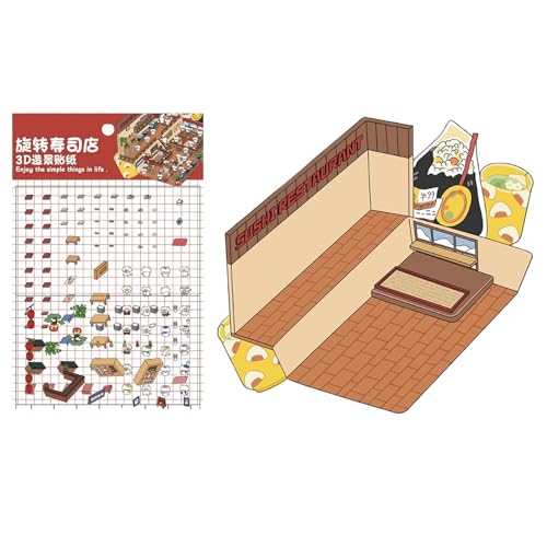 Escena Con Pegatinas 3D | Pegatinas Infantiles 3D,Crea Tu Propia Tienda En Miniatura Con Calcomanías, Decoración Creativa Para Hogar Dormitorio Cuaderno Álbum