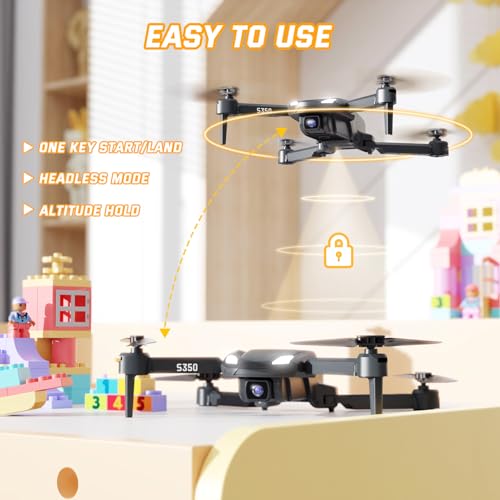 S350 Drone with Camera for Adults, Mini Drones for Kids with 1080P HD FPV Live Video, Remote Control Helicopter Toys Gifts for Boys Girls, Altitude Hold, One Key Start, 2 Batteries, Carry Case - Image 4