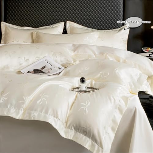 Linge de lit jacquard de qualité supérieure ensemble housse et taies crème