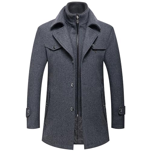 Manteau en laine hommes pour le bureau ou les sorties de week-end avec col doublé tendance