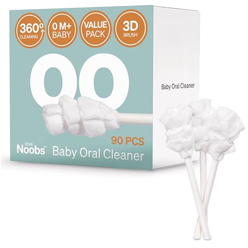 Image of Baby Tongue Cleaner Newborn by LoveNoobs™, 90 Count Value Pack, 360° Disposable Baby Mouth & Oral Cleaner Gauze, 0 M+, Toddler Toothbrush