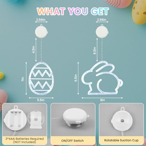 Décorations de fenêtre de Pâques à piles BHCLIGHT avec ventouse
