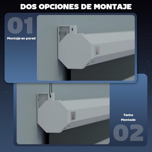 Miniatura 8 de Homcom Pantalla De Proyector Eléctrica 84 Pulgadas Pantalla De Proyección Portátil Formato 4:3 Con Mando A Distancia Tela De Proyección Para Interior Y Exterior Eventos Deportivos 171x130 Cm Blanco