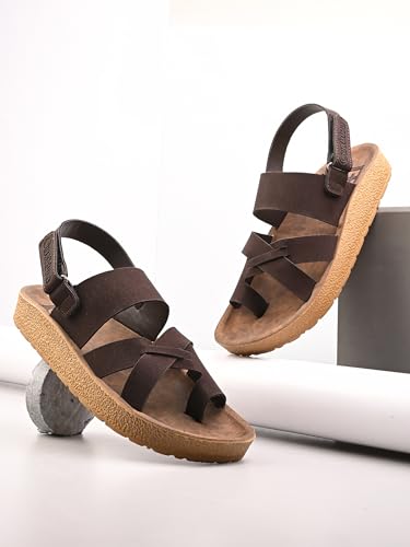 Image of Men Comfort Back Strap Sandals - Adjustable Slingback Flat Sandals with Cushioned Footbed, Lightweight Sole, Casual Everyday Wear Supportive Slip-On Style