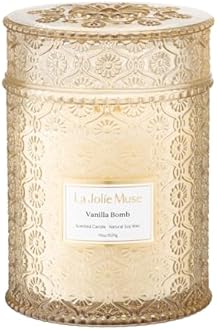 LA JOLIE MUSE Vanilla Bomb Candle| Vanilla, Lemon Zest & Patchouli |19 oz Large Wooden Wick | Natural Soy Wax | 90 Hours Clean Burn | Gift-Ready for Hosts | Seasonal Home Décor