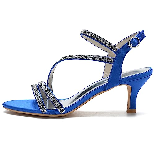 TNXZ Wedding Event Dress Shoes 2.36 in Women's Slingback High Heels Peep Toe Pumps Kitten Heel Ankle Strap Party Office Dress Shoes2