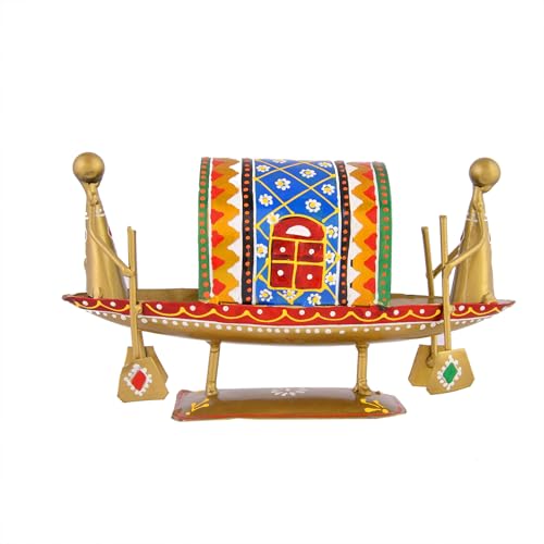 Image of CraftVatika Home Decor Decoration Items for Living Room,Metal Boat Naav Showpiece,Decorative Items for Living Room,Gift Item Housewarming,Marriage,Wedding,Corporate Items,Multicolor,19.5cm,10.5cm