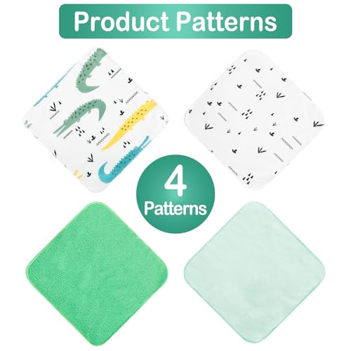 Image of Baby Washcloths, 24Pack Baby Wash Cloths Extra Soft & Ultra Absorbent, Baby Towels and Washcloths Face Towels for Unisex Boys Girls Body, Washclothes Gentle on Sensitive Skin, 9x9 Green Crocodile