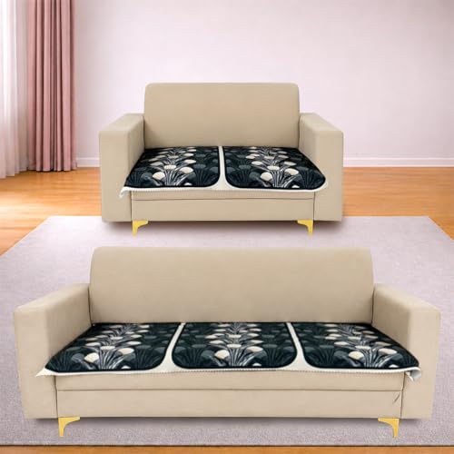 Image of Homerz Premium 'Luxe Series' Sofa Cover | Holland Velvet Fabric | Smooth Finish | Anti-Slip Fleece Backing Couch Protector (Terrace Vein, 5 (3+2) Seater, Only Seat Cover)