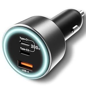 200W USB C Car Charger, Graaci PD 100W Type C Car Charger Adapter, QC5 PPS 45W Super Fast Charging for MacBook Pro Air, iPhone 15 Pro Max, Galaxy S22 S23 Ultra, iPad, Laptops