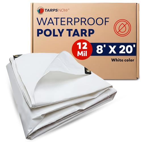 Tarps Now 8x20 Feet Heavy Duty Waterproof Tarp | 12 MIL Poly Tarp with Reinforced Edges & Aluminum Grommets | Weatherproof Tarpaulin for Roof, Outdoor, Camping | Large Brown Tarp Cover