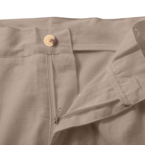 Pantalon long en lin extensible coupe ajustée confortable