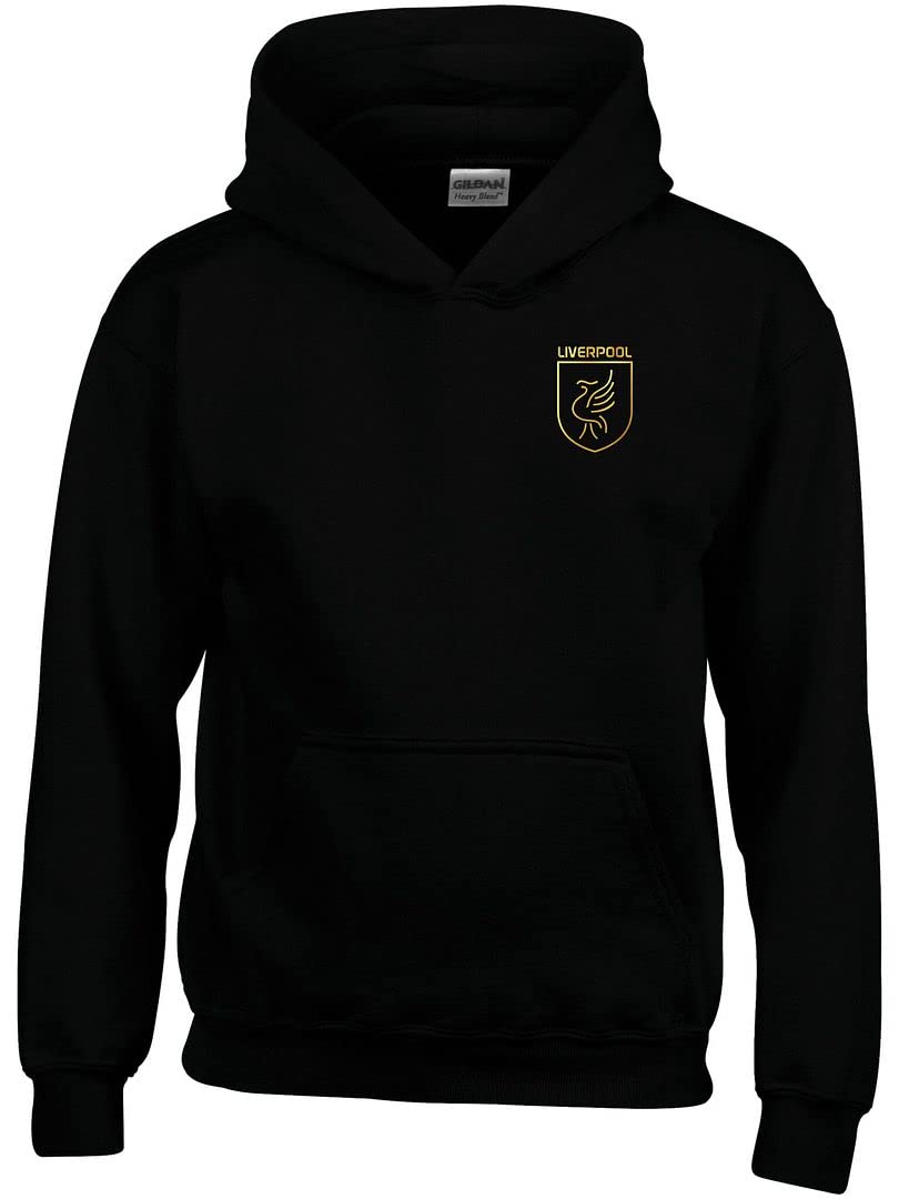 Cyclops Print Men's Black Liverpool Football Liverbird Crest Design Hoodie 2XL