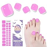 DUKASOU Semi Cured Gel Toe Nail Strips,32 Pcs Toe Nail Stickers Wraps(Plum Jam),Long Lasting Toenail Strips with UV Light,Polish Strips Art Stickers Easy to Apply