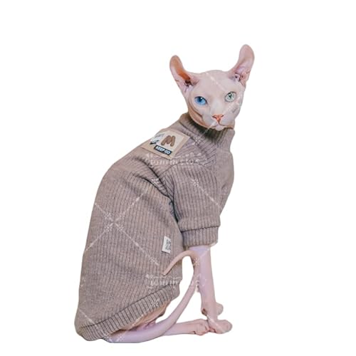猫服、秋冬スタイル、防寒おしゃれカジュアル服、スフィンクス猫ジャーマン、毛のない猫服、柔らかくぴったりフィット、短足でも着られる服、二重の厚手で暖かさを保ちます (S+)