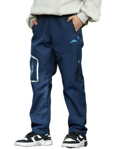 Boys Waterproof Pants Kids Thicken Windproof Hiking Pants Outdoor Warm Sweatpants2