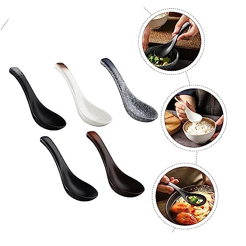 Cuillères à soupe japonaises en céramique délicate, ustensiles de table UKCOCO - 4